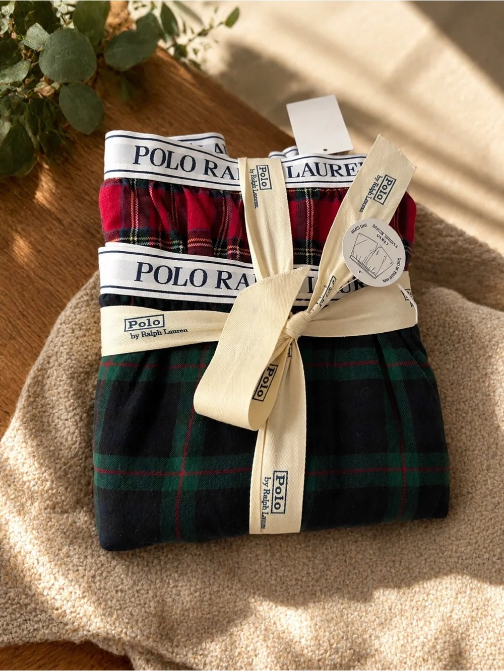 Ralph Lauren Plaid Boxer Set in Red & Green